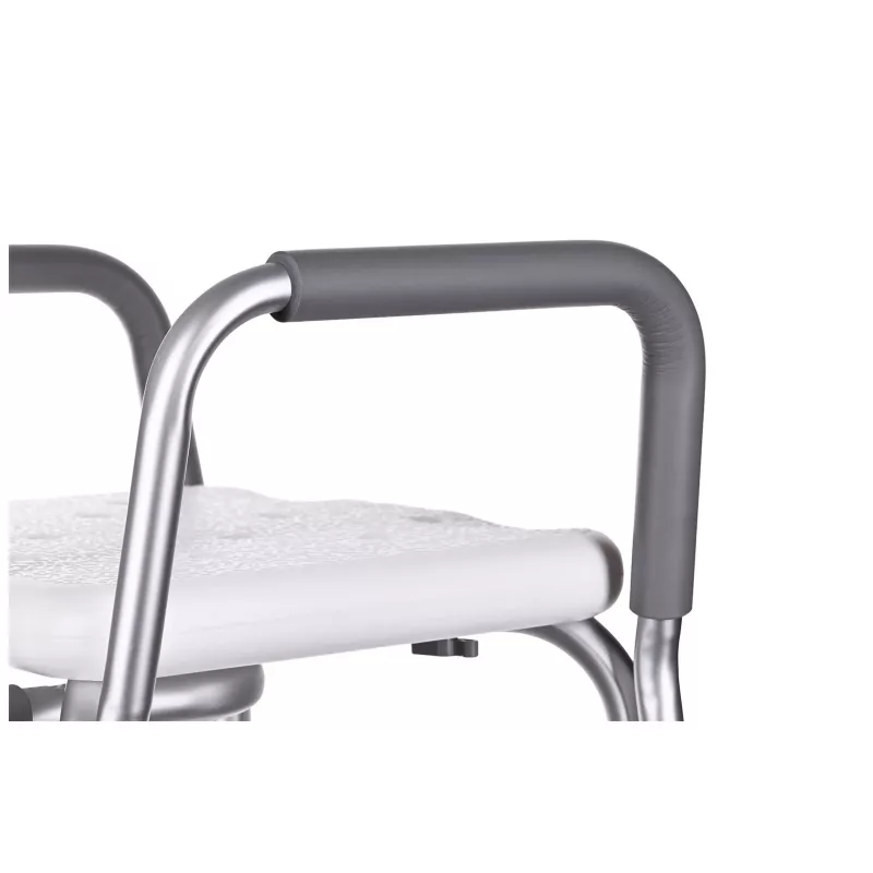 Duschstuhl ActionMed KP300AM mit Rückenlehne und Armlehnen, Polypropylen, höhenverstellbar 43–56 cm, Sitz 40×33 cm, max. Benutzergewicht 110 kg