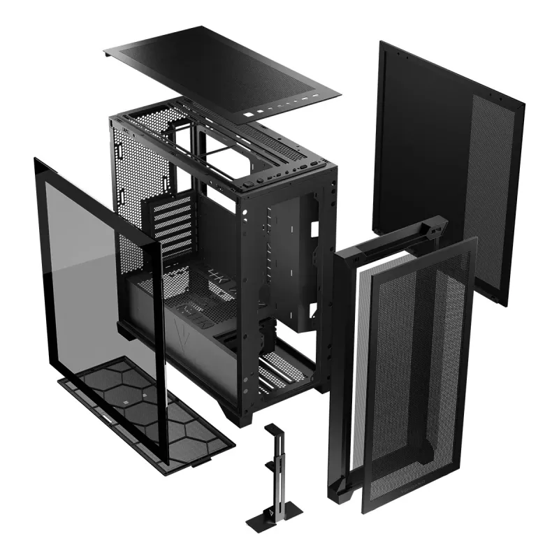 PC-Gehäuse MODECOM VOLCANO EXPANSE S MIDI Schwarz — Temperglas, USB-C, unterstützt Micro-ATX, GPU bis 430 mm