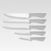 Messer-Besteckset Maestro MR-1413-Grau – 8-teilig, Edelstahlklingen, graue Griffe, enthält Kochmesser, Brotmesser, Schneidemesser, Universalmesser, Schälmesser, Sparschäler, Schneidebrett, Küchenpapierhalter