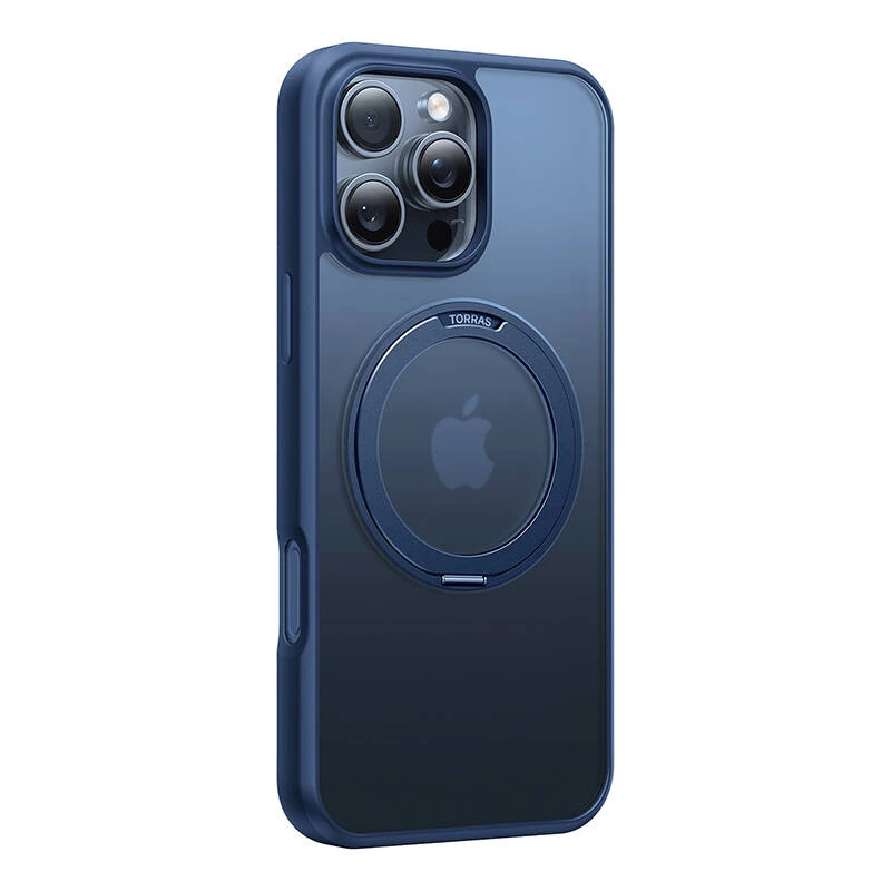 Schutzhülle Torras Ostand Pro für iPhone 16 Pro, Blau, schlankes Design