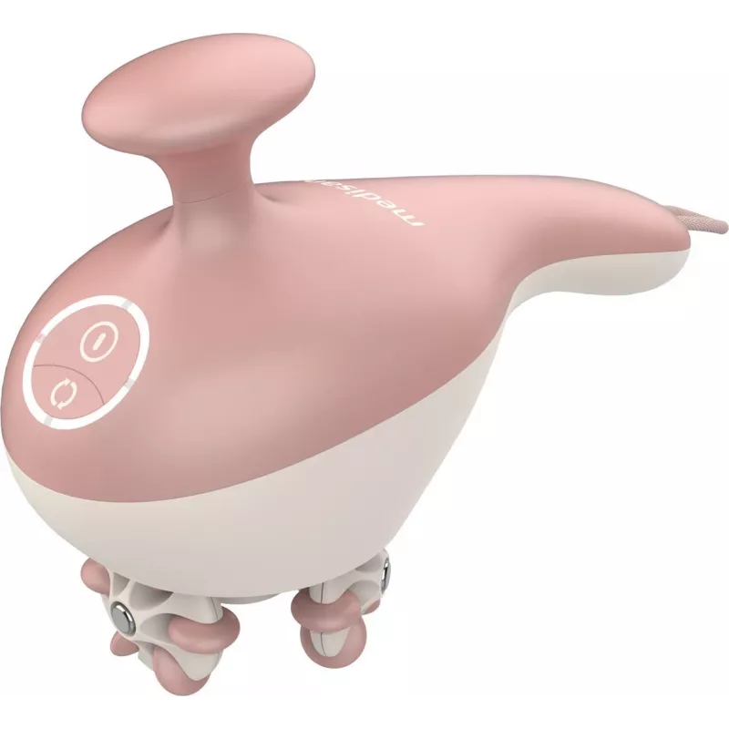 Handrollmassagegerät Medisana AC 950 — kabellos Li‑Ion, 2 Leistungsstufen, ergonomische Griffe, 381 g, roségold/weiß
