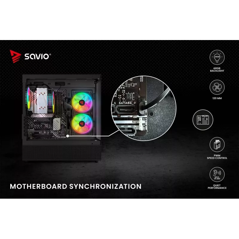 SAVIO Blast 120mm ARGB PWM Gehäuselüfter - Schwarz