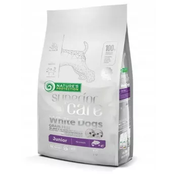 Trockenfutter für Welpen nature's protection Superior Care White Dogs Grain Free Junior Salmon 10 kg — Trockenfutter, getreidefrei, 26 % Protein, 15 % Fett