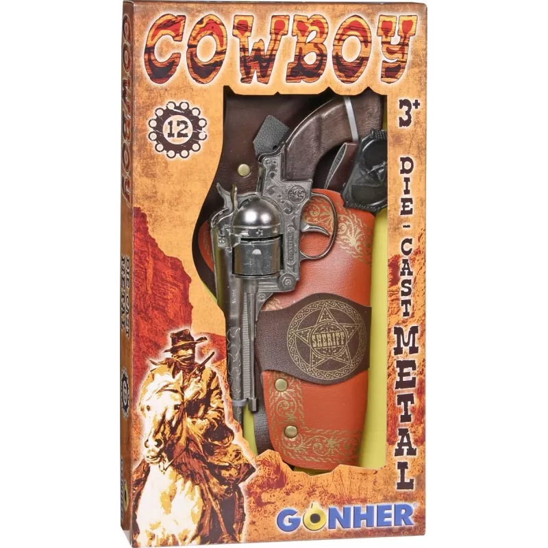 Gonher Metall-Revolver mit Holster und Gürtel