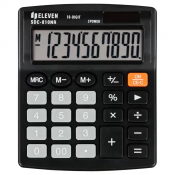 ELEVEN Taschenrechner Büro SDC-810NR 10-stelliges Display, dual powered, schwarz