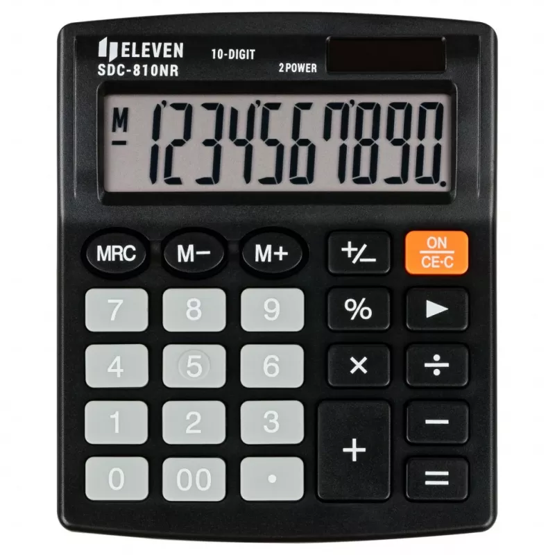 ELEVEN Taschenrechner Büro SDC-810NR 10-stelliges Display, dual powered, schwarz