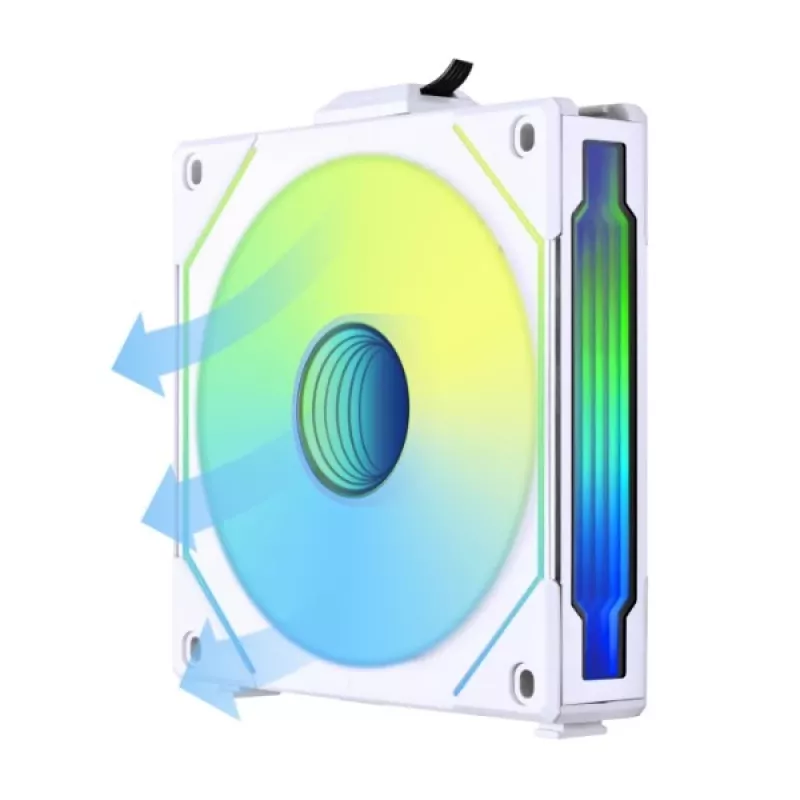 120mm Lian Li UNI FAN SL-INF Wireless ARGB PWM — Weiß, modulares magnetisches Lüftersystem