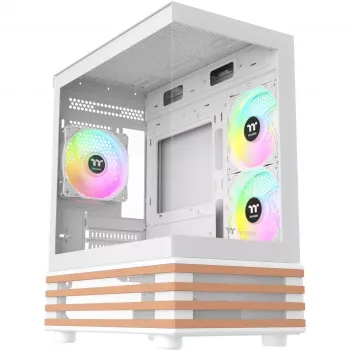 PC Micro Tower Gehäuse THERMALTAKE View 170 WS ARGB Snow — Micro ATX, weiß, 2x120mm Seite, 1x120mm Rückseite, Netzteil unten, unterstützt 2,5 Zoll/3,5 Zoll