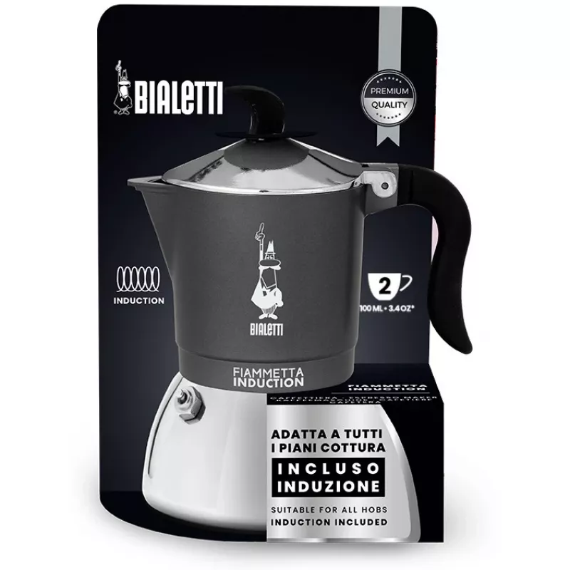 Induktions-Herdkaffeemaschine BIALETTI FIAMMETTA 2 Tassen, Grau
