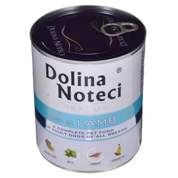 Nassfutter für Hunde Dolina Noteci Premium Lamm 800 g Dose — getreidefrei, ausgewachsene Hunde, Protein 12%, Feuchtigkeit 77%