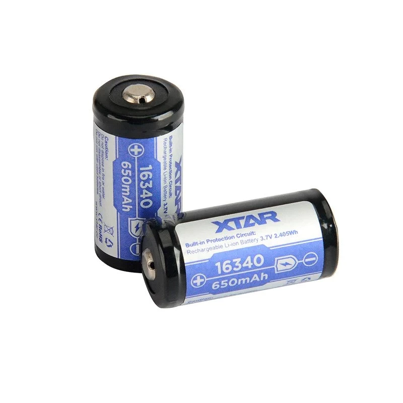Wiederaufladbarer Akku XTAR 16340 (CR123) Li‑ion 3,7 V 850 mAh, 34 mm Höhe, 1,6 cm Durchmesser