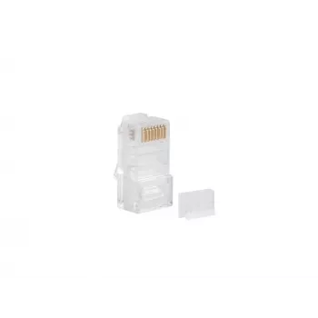 LANBERG RJ-45-Steckverbinder PLU-6000 für Cat6 U/UTP-Kabel, transparent/weiß, 100er-Pack