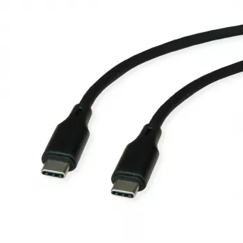 ROLINE USB 2.0 Kabel C-C ST/ST Silikon 60W 1m Schwarz - Kabel - Digital/Daten (11.02.9120)