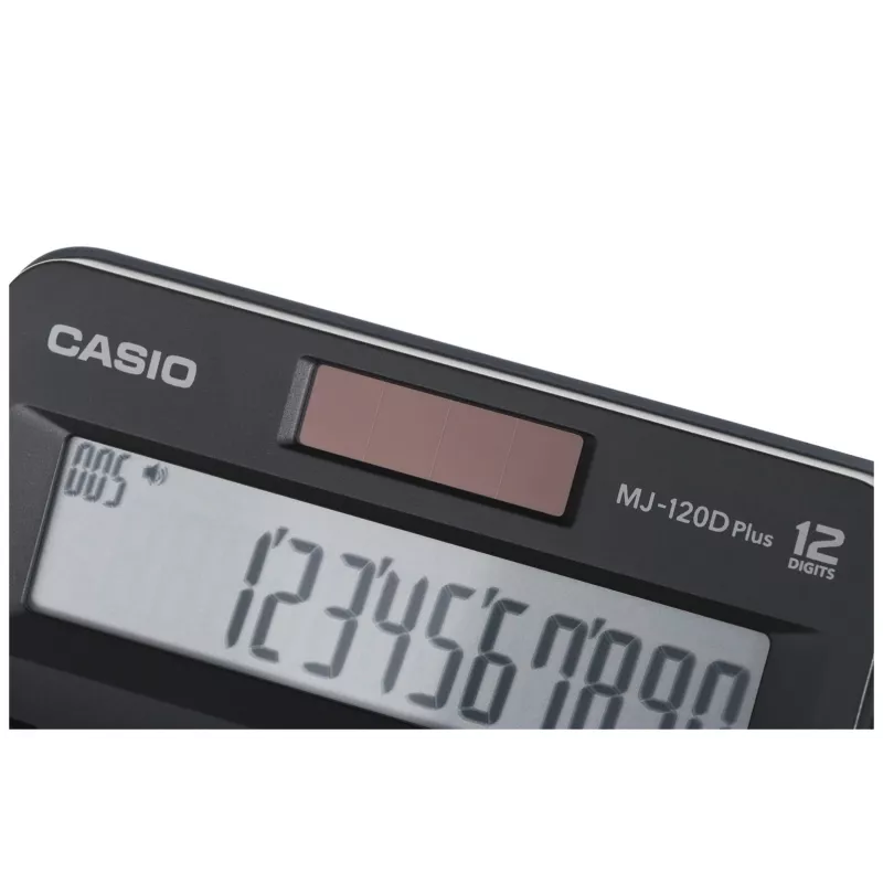 Tischrechner CASIO MJ-120D PLUS — einfach 12-stellig, Batterie/Solar, 35 Tasten, Steuer & Quadratwurzel, schwarz