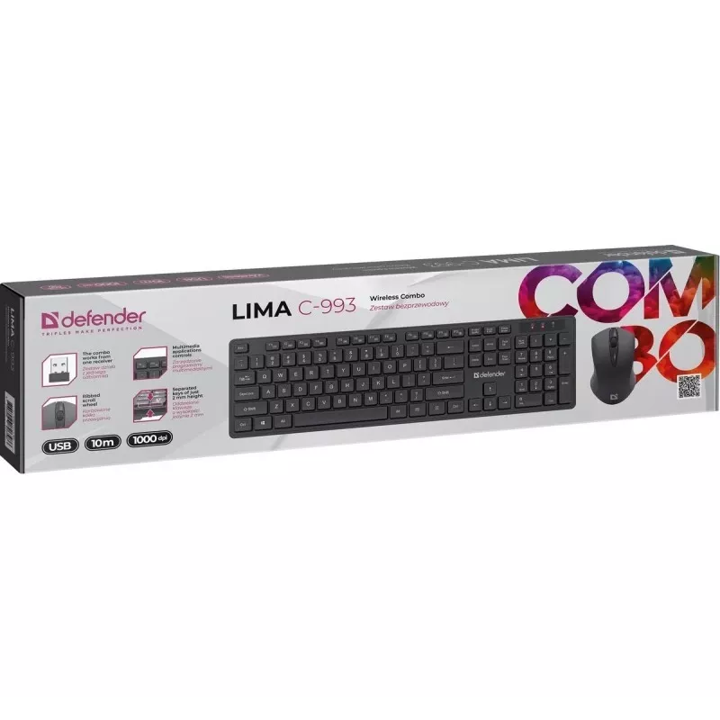 Kabelloses Tastatur- und Maus-Set DEFENDER C-993 RF 45996 — RF-Verbindung, kompaktes Layout