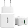 ANSMANN HC218PD - Netzteil - 18 Watt - 3000 mA - PD, QC 3.0 - 2 Ausgangsports (USB, USB-C) - Weiß (1001-0111)