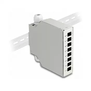 DeLOCK Glasfaser-Verteilerbox DIN-Schiene 8 Ports grau