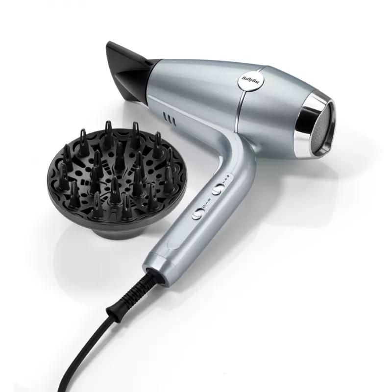 Haartrockner BABYLISS D773DE 2100 W, ionisch, 3 Heizstufen / 2 Geschwindigkeiten, Kaltluftstufe, 2 Düsen, metallic