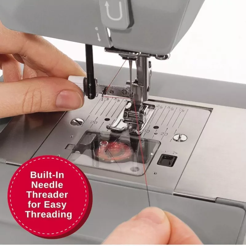Nähmaschine SINGER Heavy Duty 4432 — elektrisch, 32 Stichmuster, 1-Stufen-Knopfloch, Freiarm, grau