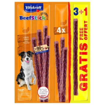 Hundetrainingsleckerlis Vitakraft Beef Stick Truthahn — 4×12 g Beutel, Protein 30%, Fett 25%
