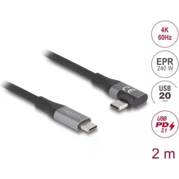 USB-Kabel DeLOCK 81132 2m USB C Schwarz 20 Gbit/s