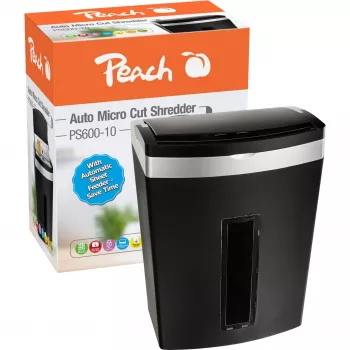 Peach PS600-10 Aktenvernichter Mikrogeschnittene Zerkleinerung 63 dB Schwarz, Silber