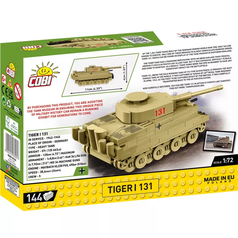 Bausatz Cobi Tiger I 131 — 144 Teile, empfohlenes Alter 6+, grün