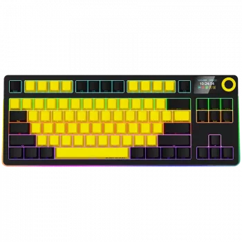 LORGAR KBP70TKLW, Kabellose TKL Mechanische Gaming-Tastatur Pro, Schwarz/Gelb, EN-Layout