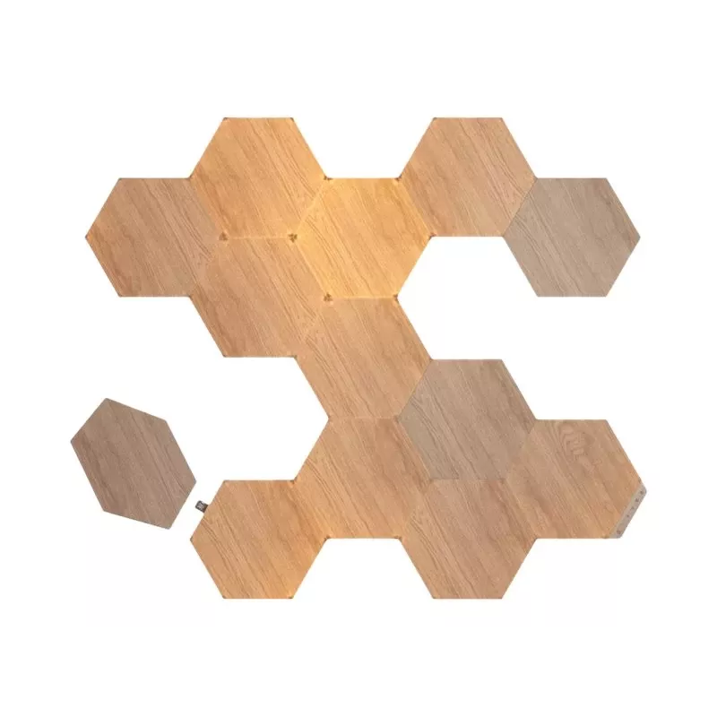 Nanoleaf | Elements Wood Look Hexagons Starter Kit (13 Panels) | Kaltweiß + Warmweiß