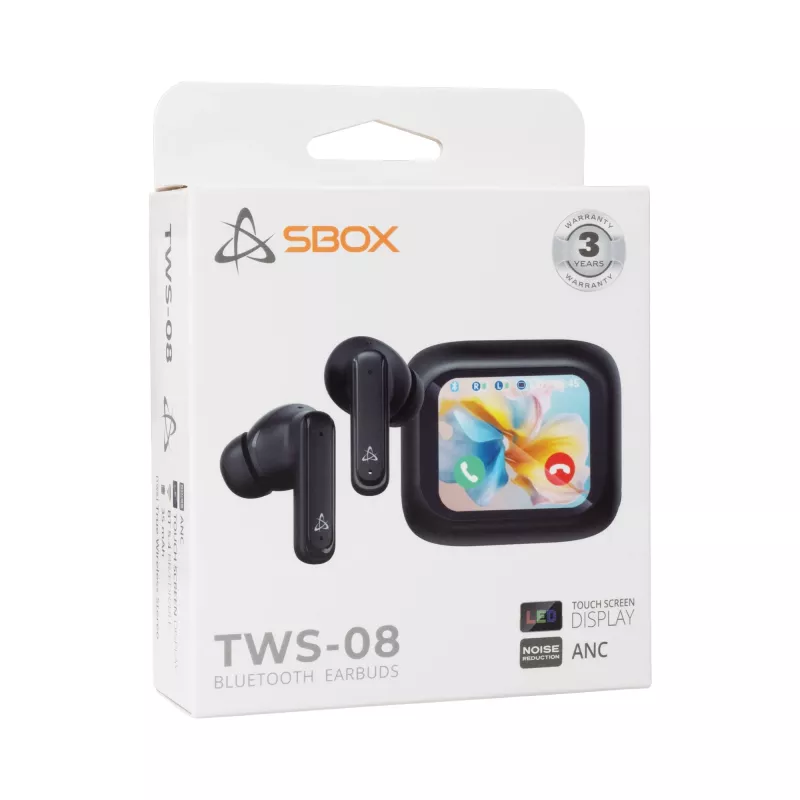 Kopfhörer SBOX EB-TWS08-B Touchscreen-Display Schwarz