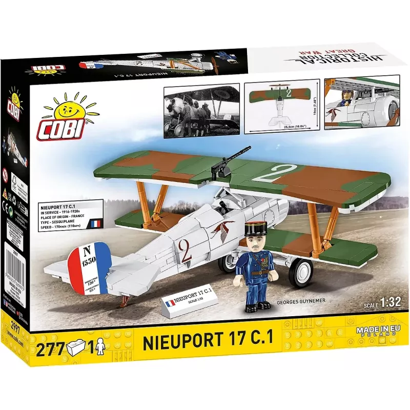 Konstruktionsset Cobi Blocks Nieuport 17 C.1 277 Stück — Modellflugzeug-Bausatz, Sammelbares Steckbaustein-Set