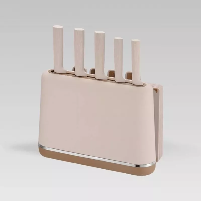 Maestro MR-1412-BEIGE Messerset mit Block + Schneidebrett-Set Beige
