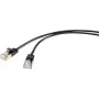 Renkforce RF-4538184 RJ45 Netzwerkkabel, Patchkabel CAT 8.1 F/FTP 25,00 cm Schwarz ultradünn, vergoldete Steckkontakte 1 Stück (RF-4538184)