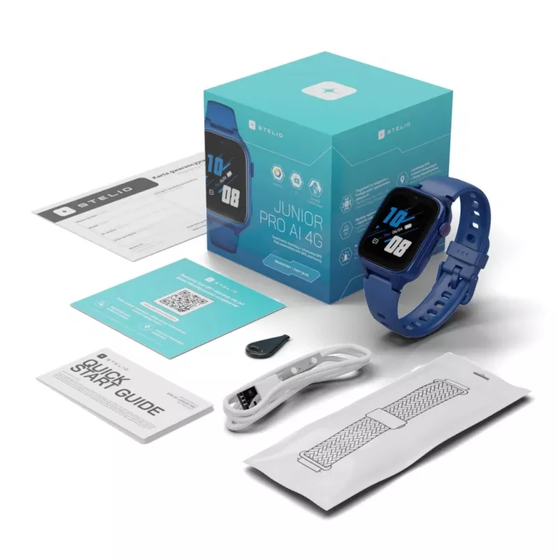 Smartwatch Stelio Junior Pro AI 4G ST-SWJ102-NB — marineblau, 4G-Konnektivität