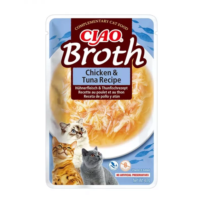 INABA Ciao Broth Katzensnacks, Huhn, Fisch und Jakobsmuschel, 10 x 40 g