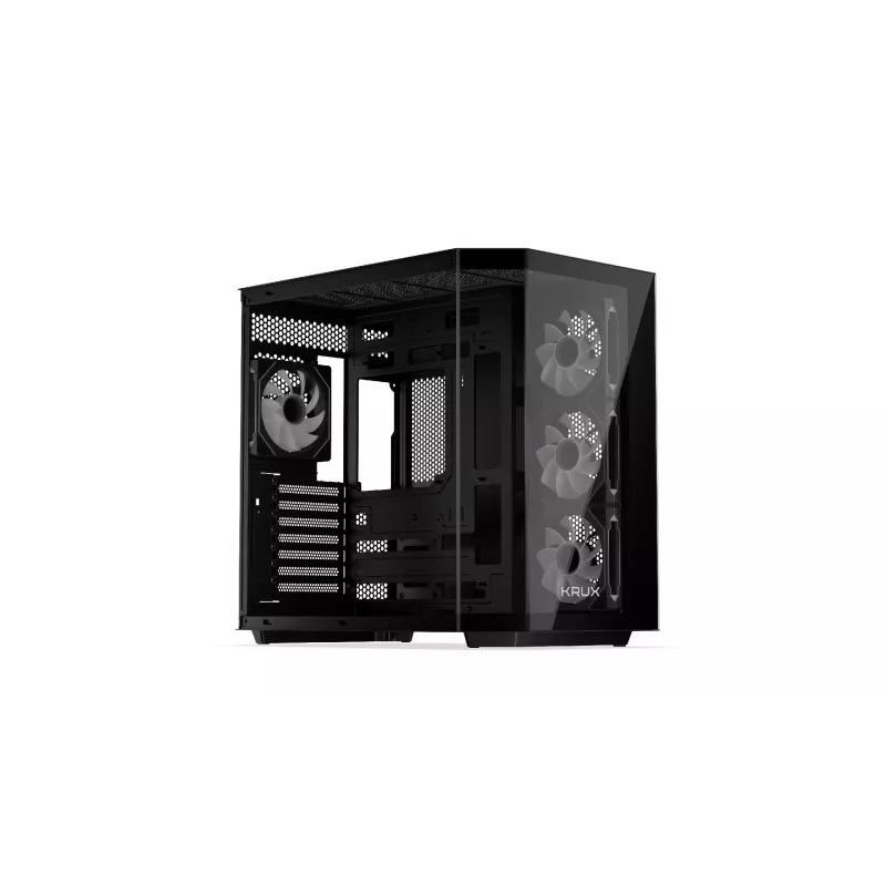 PC-Tower-Gehäuse KRUX Empero KRXD010, ATX, schwarz – unterstützt GPUs bis zu 420 mm, CPU-Kühler bis zu 155 mm, 2x 3,5 Zoll + 3x 2,5 Zoll Einschübe