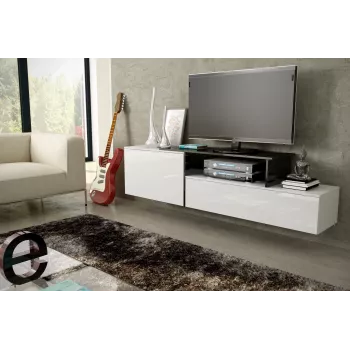 Cama TV-Schrank SIGMA 3 180 weiß/weiß glänzend + schwarz