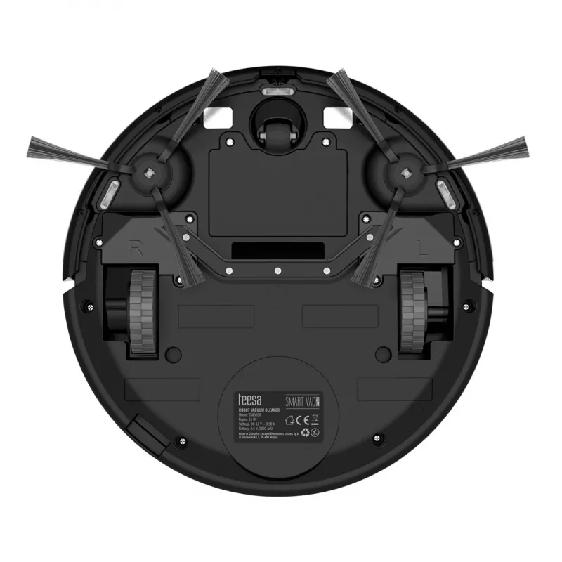 Roboterstaubsauger TEESA Smart VAC 2 — rund, schwarz, 1000 Pa Saugleistung, 9,6 V/2000 mAh Li-Akku, 0,2 l Staubbehälter, WLAN, automatische Rückkehr