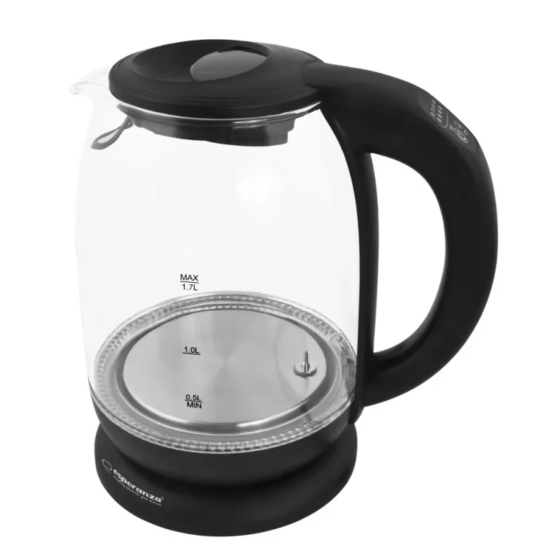 Esperanza EKK027 elektrischer Wasserkocher 1,7 L 2200 W Schwarz, Transparent