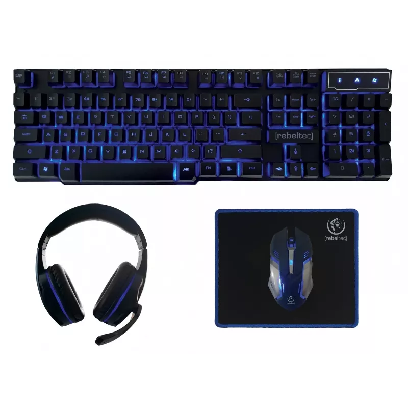 Tastatur Maus inklusive Rebeltec SHERMAN Gaming USB QZERTY Englisch Schwarz