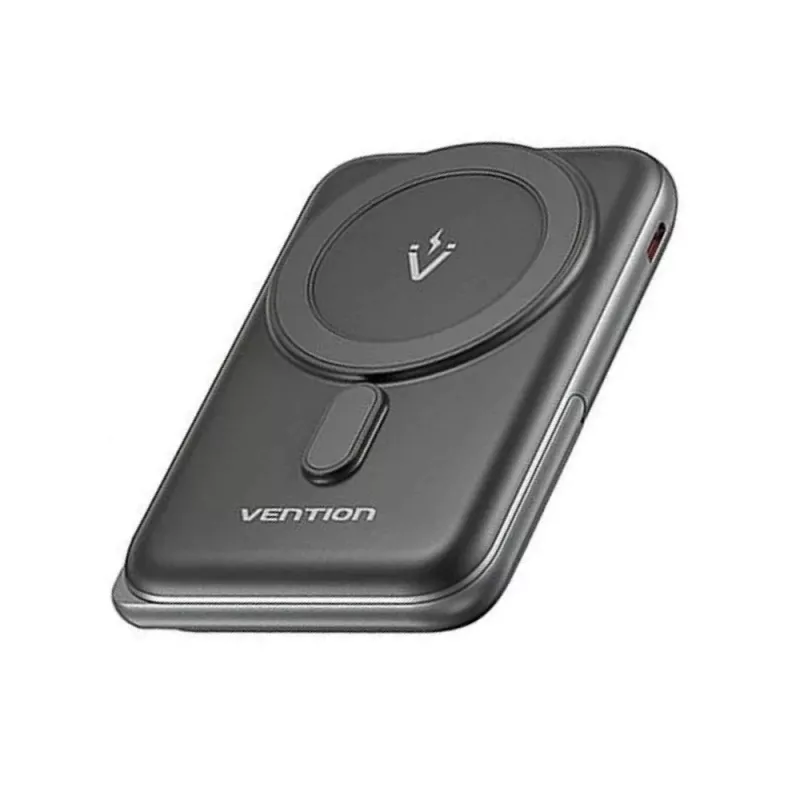Powerbank Vention 10000mAh Magnetic Wireless 20W, 1×USB-C, kabelloses Laden, schwarz