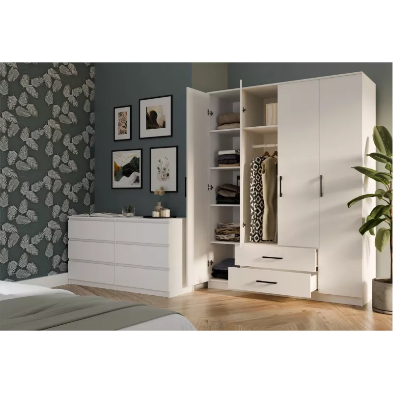 Topeshop ROMANA 160 BIEL KPLB bedroom wardrobe/closet 11 shelves 4 Tür(s) weiß