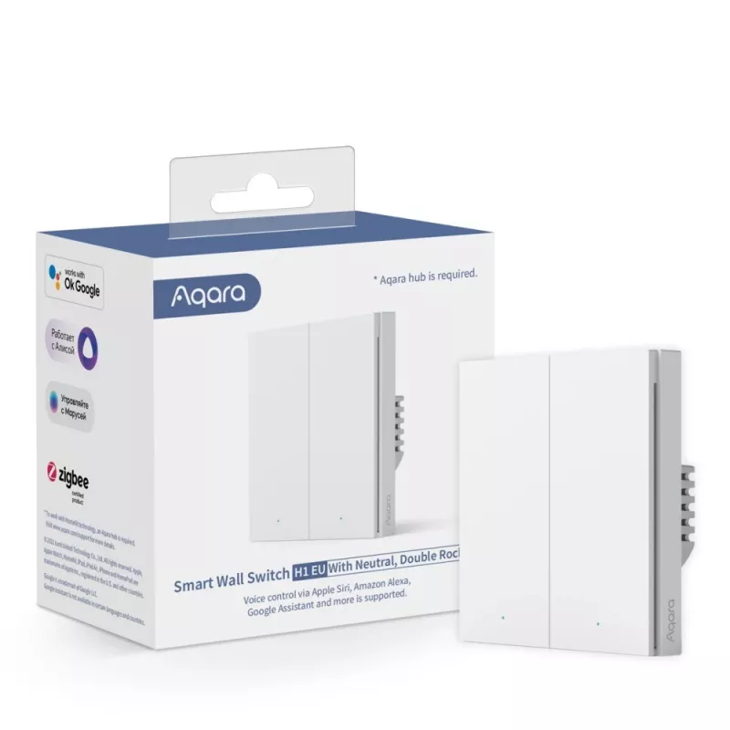 AQARA Smart Home Wandschalter H1, mit Neutralleiter, Doppelwippe (WS-EUK04)
