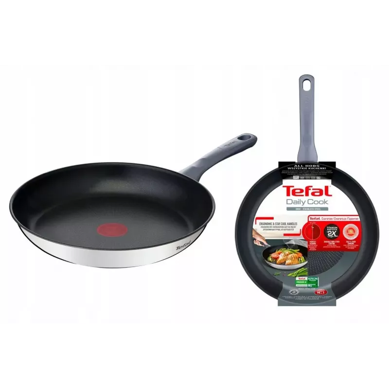Allzweckpfanne Tefal Daily Cook G7300655 Edelstahl 28 cm, einzelner Bakelitgriff, Titan-Innenbeschichtung
