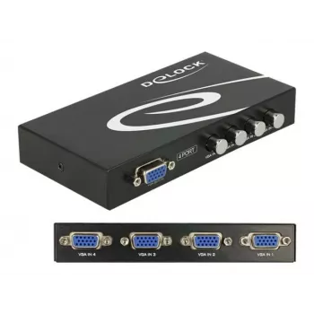 DeLock Switch VGA 4 Port manuell bidirektional - Bildschirmumschalter - 4 x VGA - Desktop (87635)