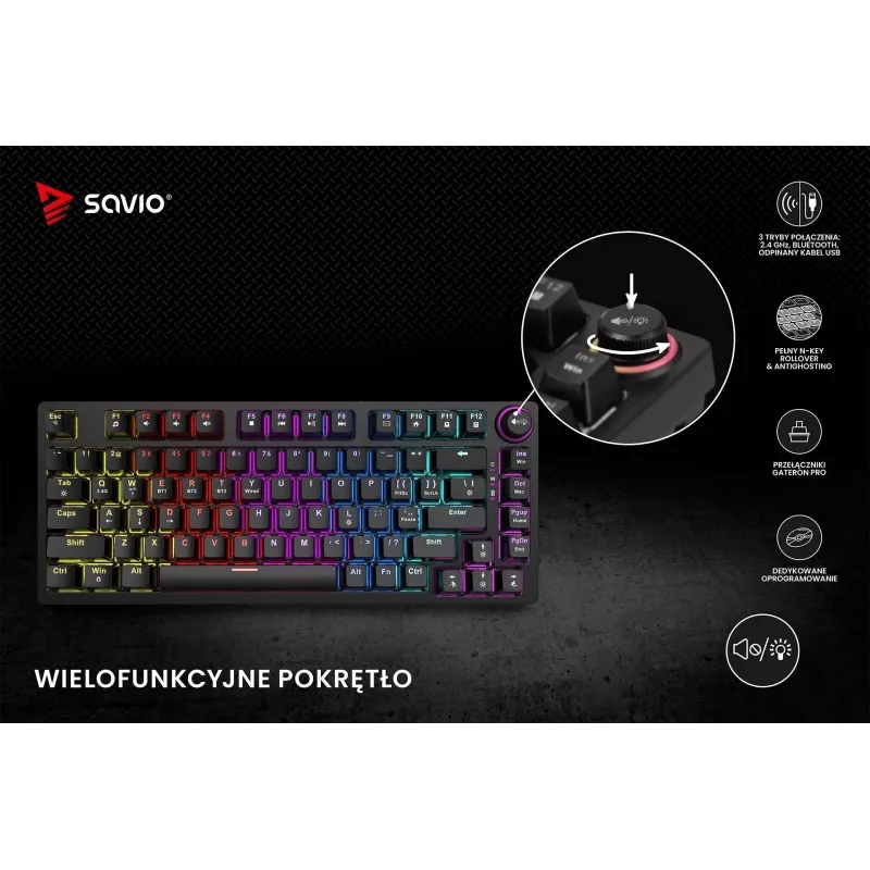 Savio Phenix SAVGK-RED Gaming-Tastatur USB RF Wireless Bluetooth QWERTY