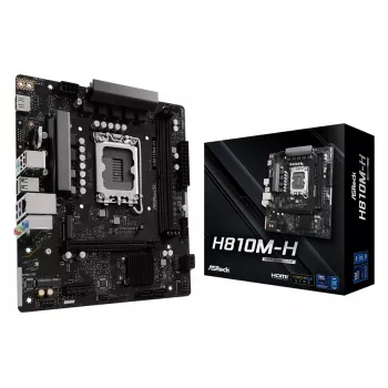 Micro-ATX-Mainboard ASRock H810M-H — Intel H810, LGA 1851 (Socket V1), 2x DIMM DDR5, bis zu 128 GB, M.2 & SATA III