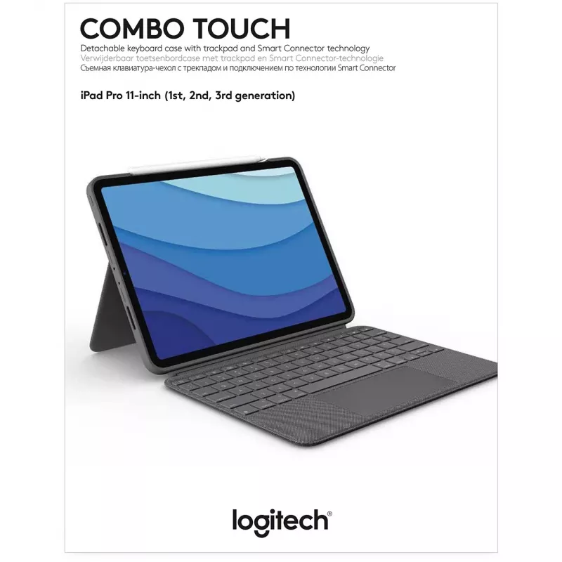 Case mit Tastatur Combo Touch US iPad Pro 11 1,2,3 Gen grau