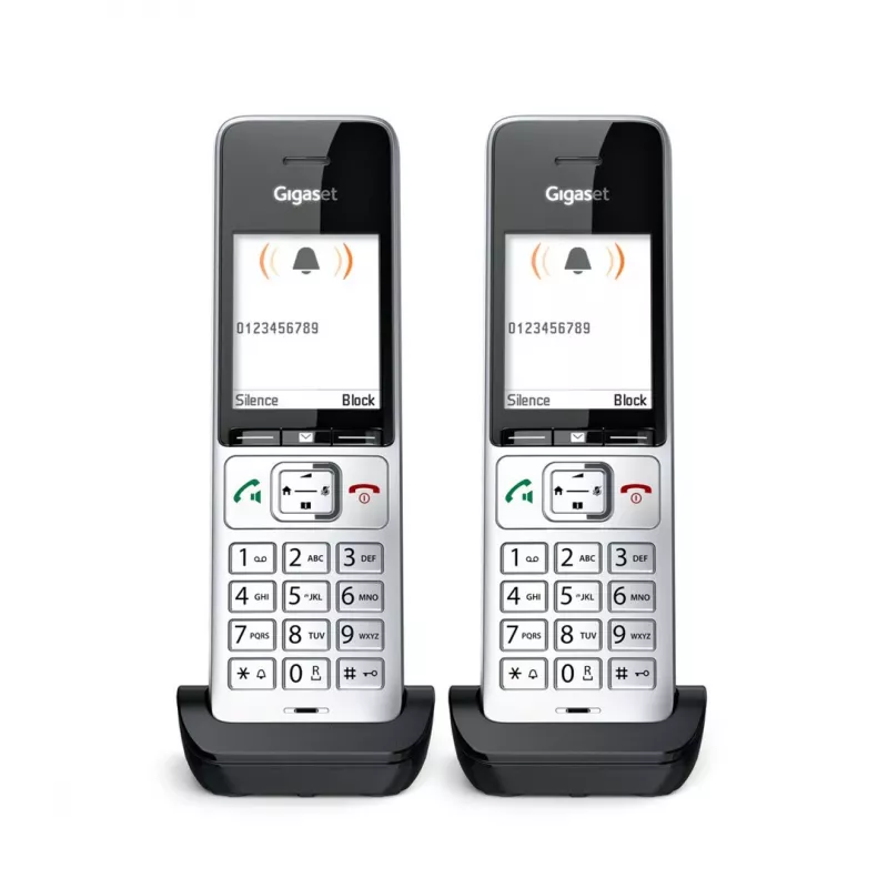 Gigaset COMFORT 500HX duo Analog/DECT Telefon Anruferkennung Schwarz, Silber