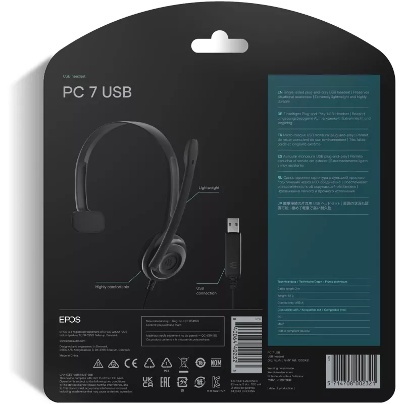 Sennheiser PC 7 USB Headset Kabelgebundenes Kopfband Büro/Call-Center USB Typ-A Schwarz